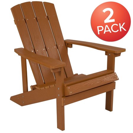 Flash Furniture Teak Poly Resin Adirondack Chair 2PK 2-JJ-C14501-TEAK-GG